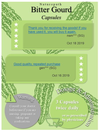 Naturopath Bittergourd Capsule 苦瓜胶囊100CAPS |VEGETARIAN|MADE IN SG| IMPROVE HIGH GLUCOSE IN BLOOD SUGAR