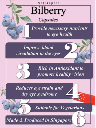 Naturopath Bilberry 山桑子胶囊100 CAPS★ SUPPORT EYESIGHT, DRY EYES, BLOOD CIRCULATION OF EYES(VEG)(100% NATURAL) MADE IN SG